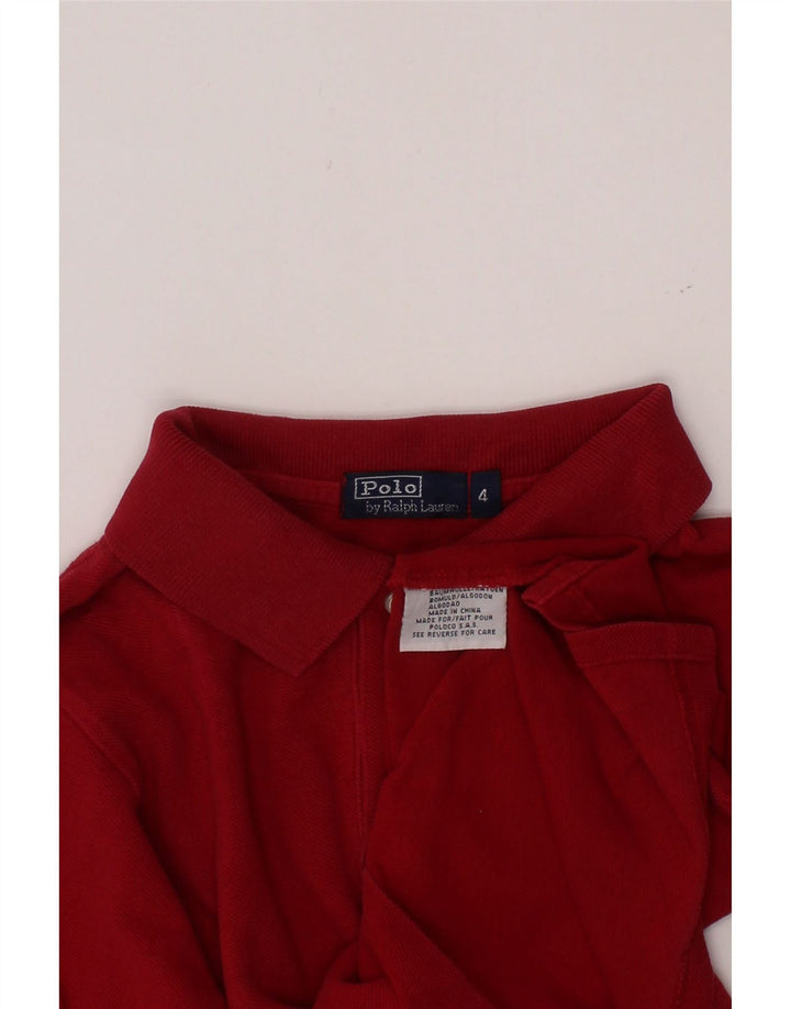 POLO RALPH LAUREN Camisa polo masculina de manga comprida 3-4 anos algodão vermelho