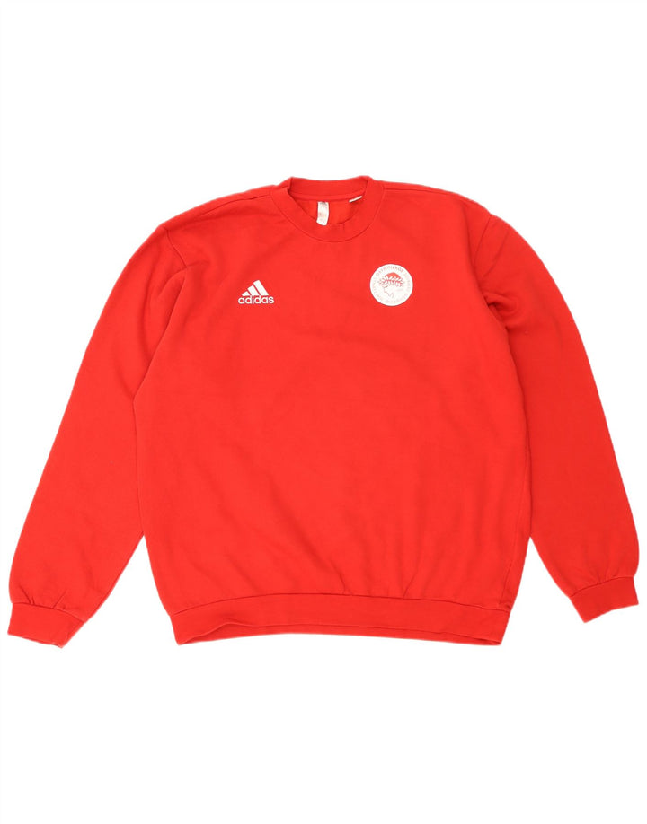 Adidas Mens Graphic Moletom Jumper Grande Algodão Vermelho