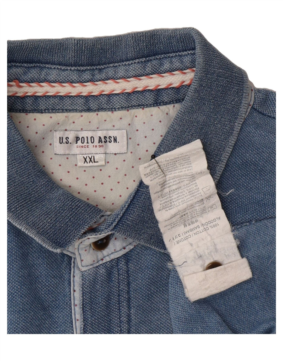 U.S. POLO ASSN. Mens Polo Shirt 2XL Blue Cotton Vintage U.S. Polo Assn. and Second-Hand U.S. Polo Assn. from Messina Hembry 