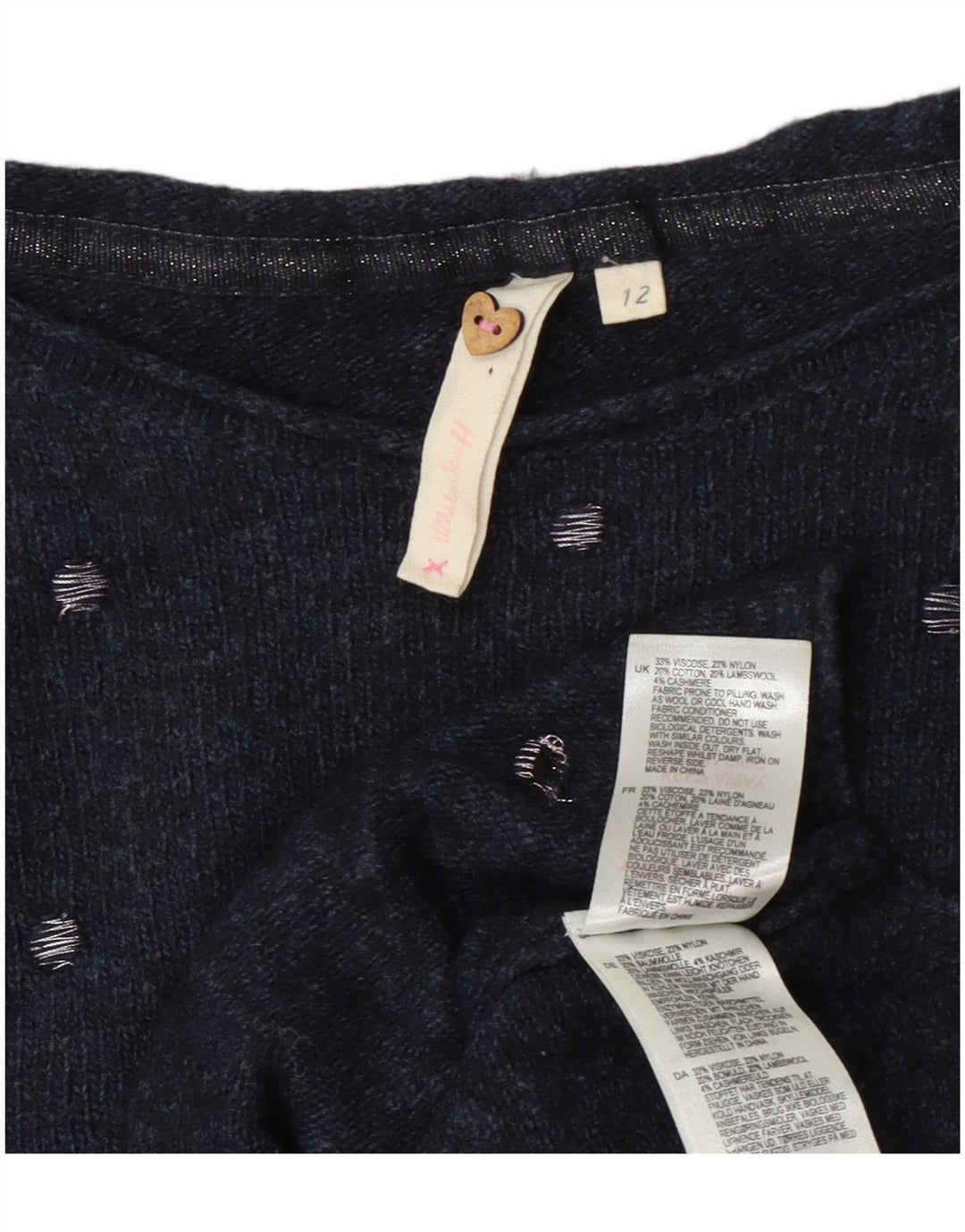 Suéter feminino White Stuff com gola canoa Reino Unido 12 viscose azul marinho médio