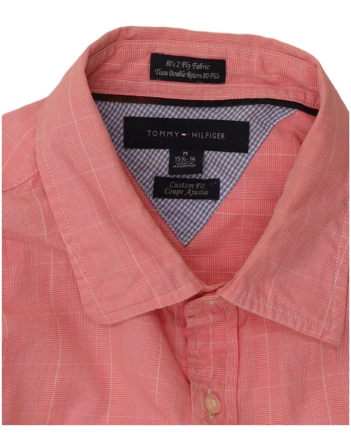 Camisa masculina TOMMY HILFIGER personalizada tamanho 15 1/2 16 xadrez rosa médio