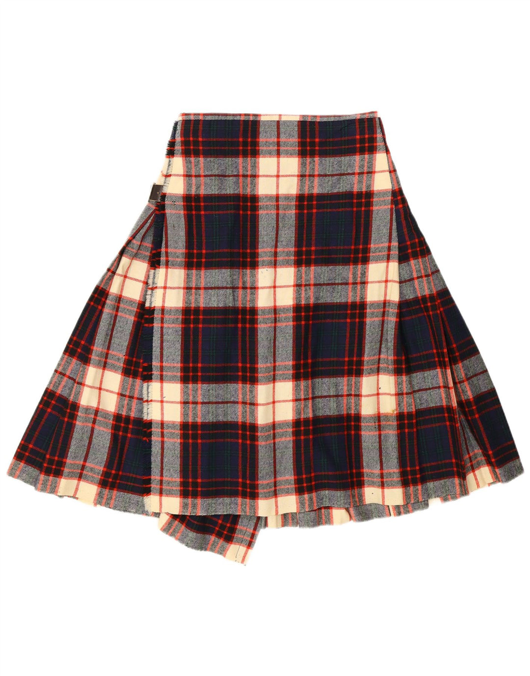 Saia feminina vintage Kilted W26 pequena xadrez azul marinho