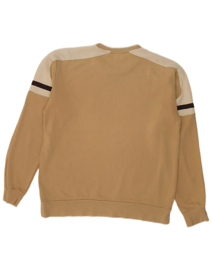 Fila moletom gráfico masculino jumper grande bege colorblock algodão