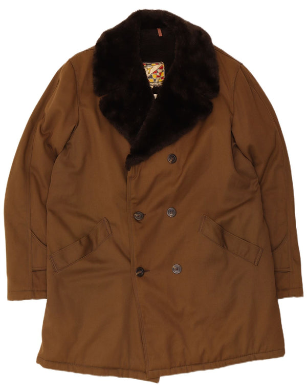 Casaco masculino vintage com peito duplo EU 54 2XL poliéster marrom