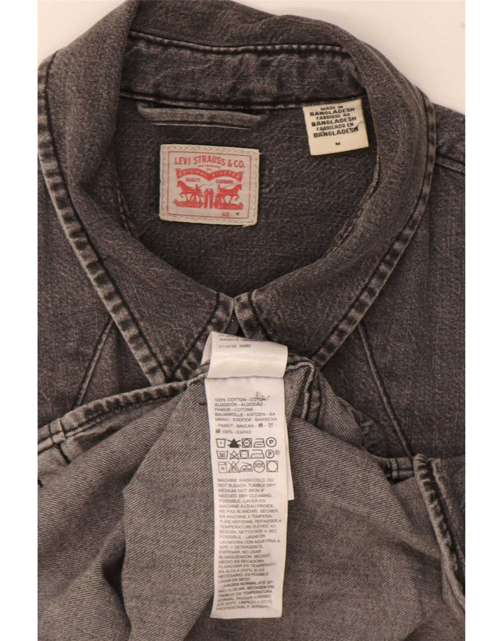 Camisa jeans feminina Levi's UK 14 algodão cinza médio