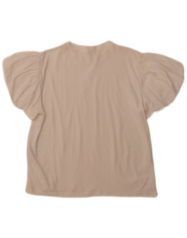 Blusa feminina ZARA UK 12 médio algodão branco