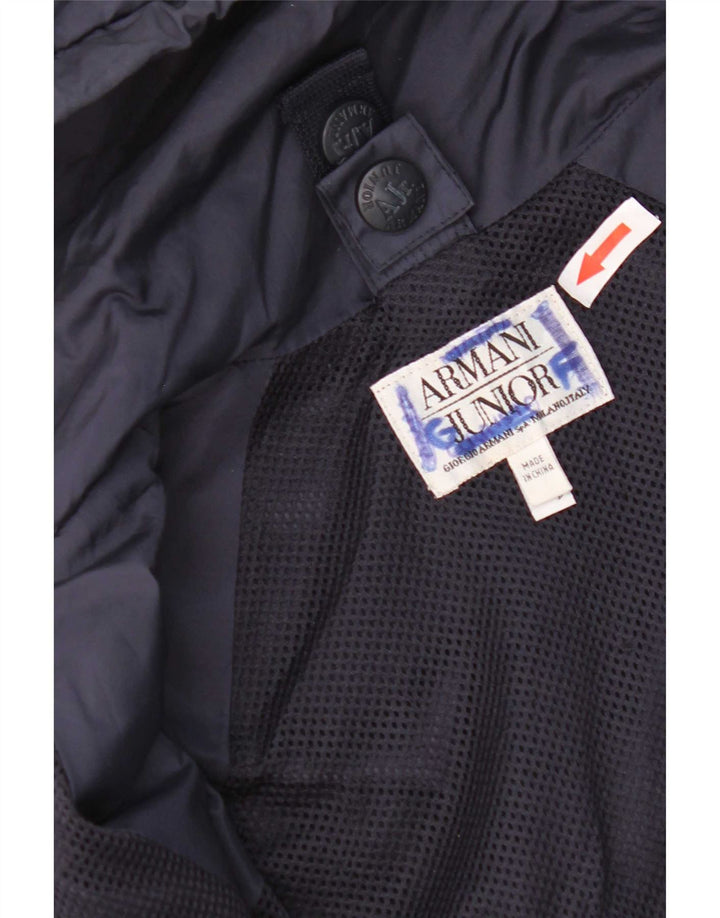 Jaqueta de chuva com capuz para meninos Armani 10-11 anos XS azul marinho poliéster