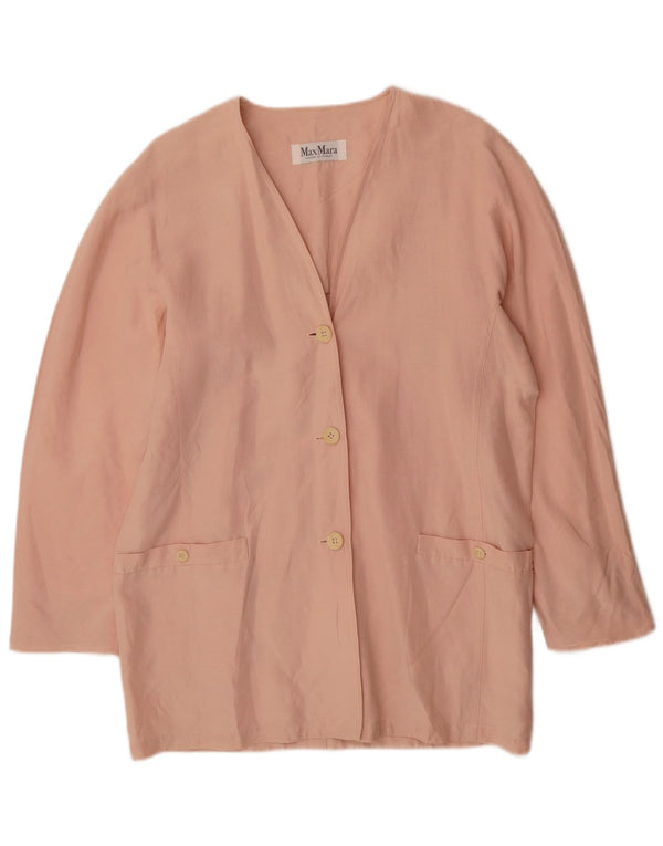 Jaqueta blazer masculina Max Mara com 3 botões Reino Unido 12 linho rosa médio
