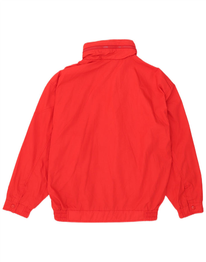 Jaqueta bomber com capuz masculina vintage poliéster vermelho grande Reino Unido 40