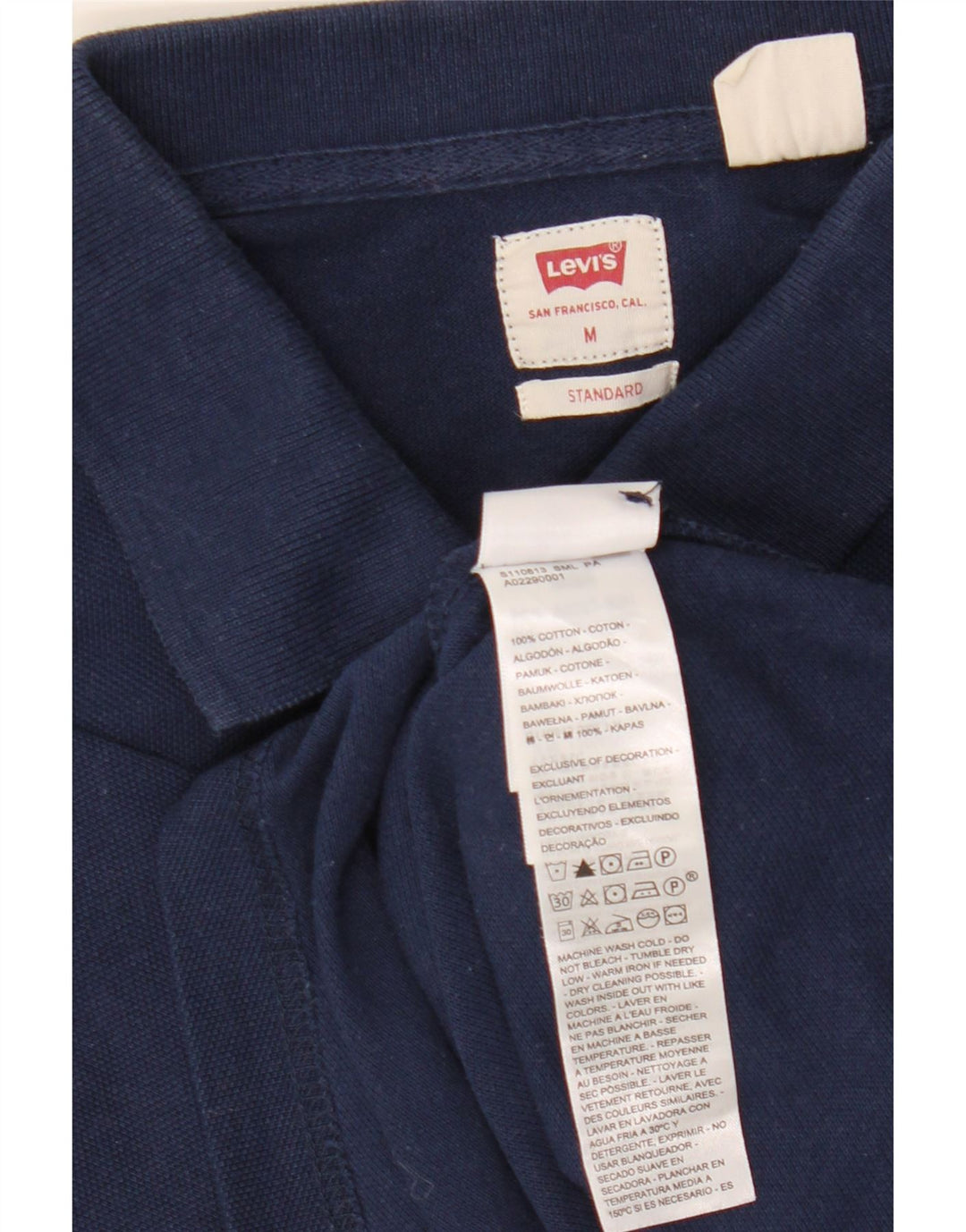 Camisa polo masculina Levi's Standard média azul marinho algodão
