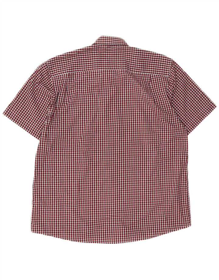 Pierre Cardin Camisa masculina de manga curta regular fit 3XL poliéster xadrez vermelho
