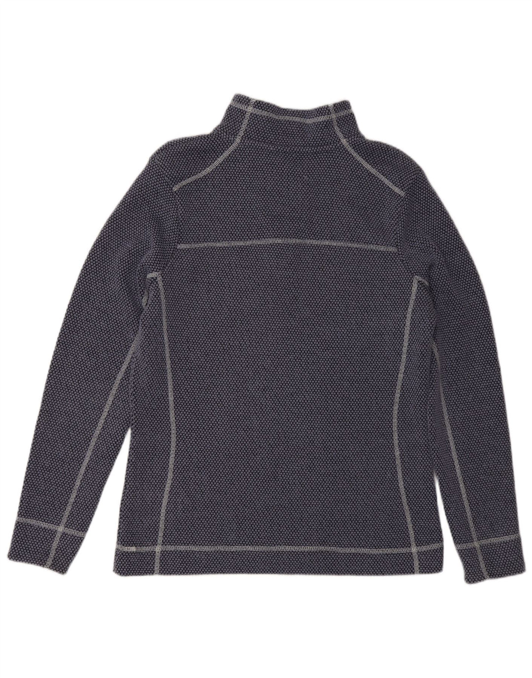 WEIRD FISH Womens Zip Neck Sweatshirt Jumper UK 12 Medium Navy Blue Cotton
