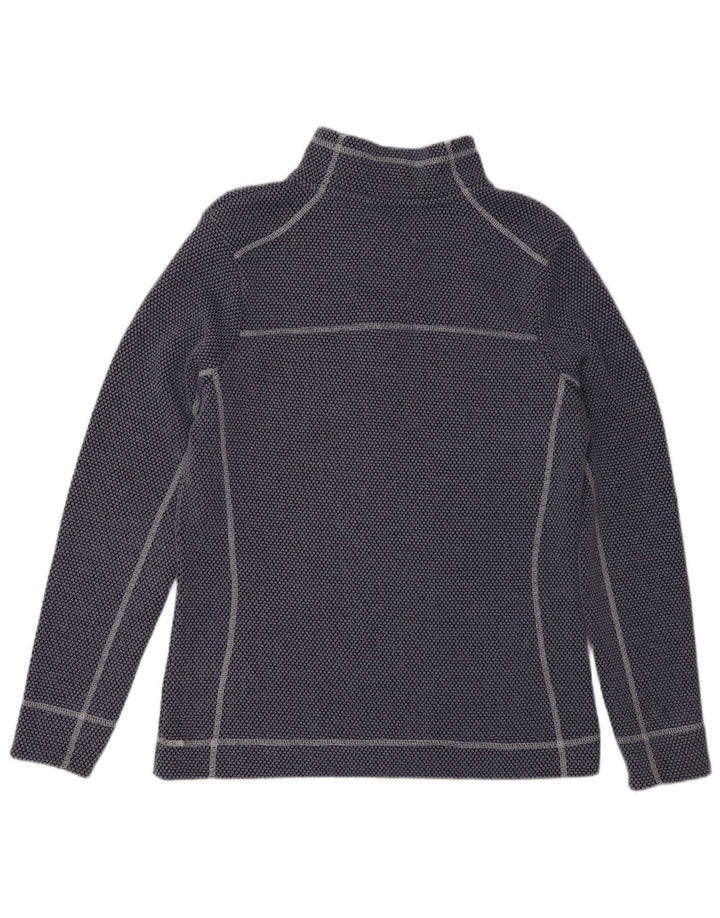 WEIRD FISH Womens Zip Neck Sweatshirt Jumper UK 12 Medium Navy Blue Cotton