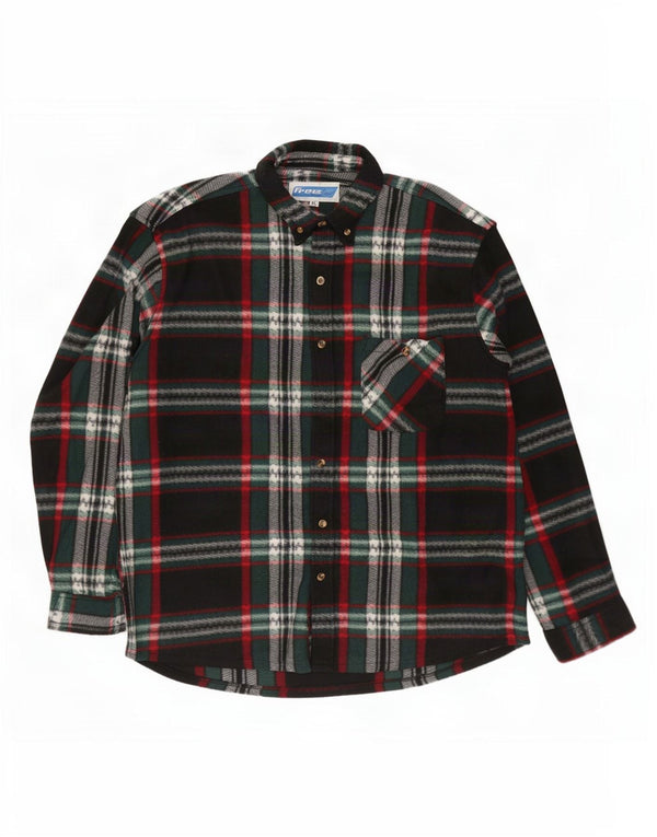 Vintage Mens Fleece Shirt XL Multicoloured Check Polyester