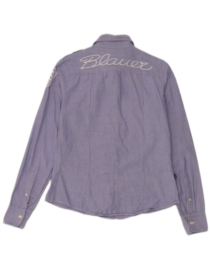 Camisa militar gráfica feminina Blauer Reino Unido 16 grande azul