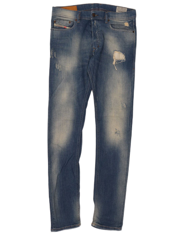 Diesel Mens Tepphar Distressed Carrot Slim Jeans W30 L32 Azul Algodão