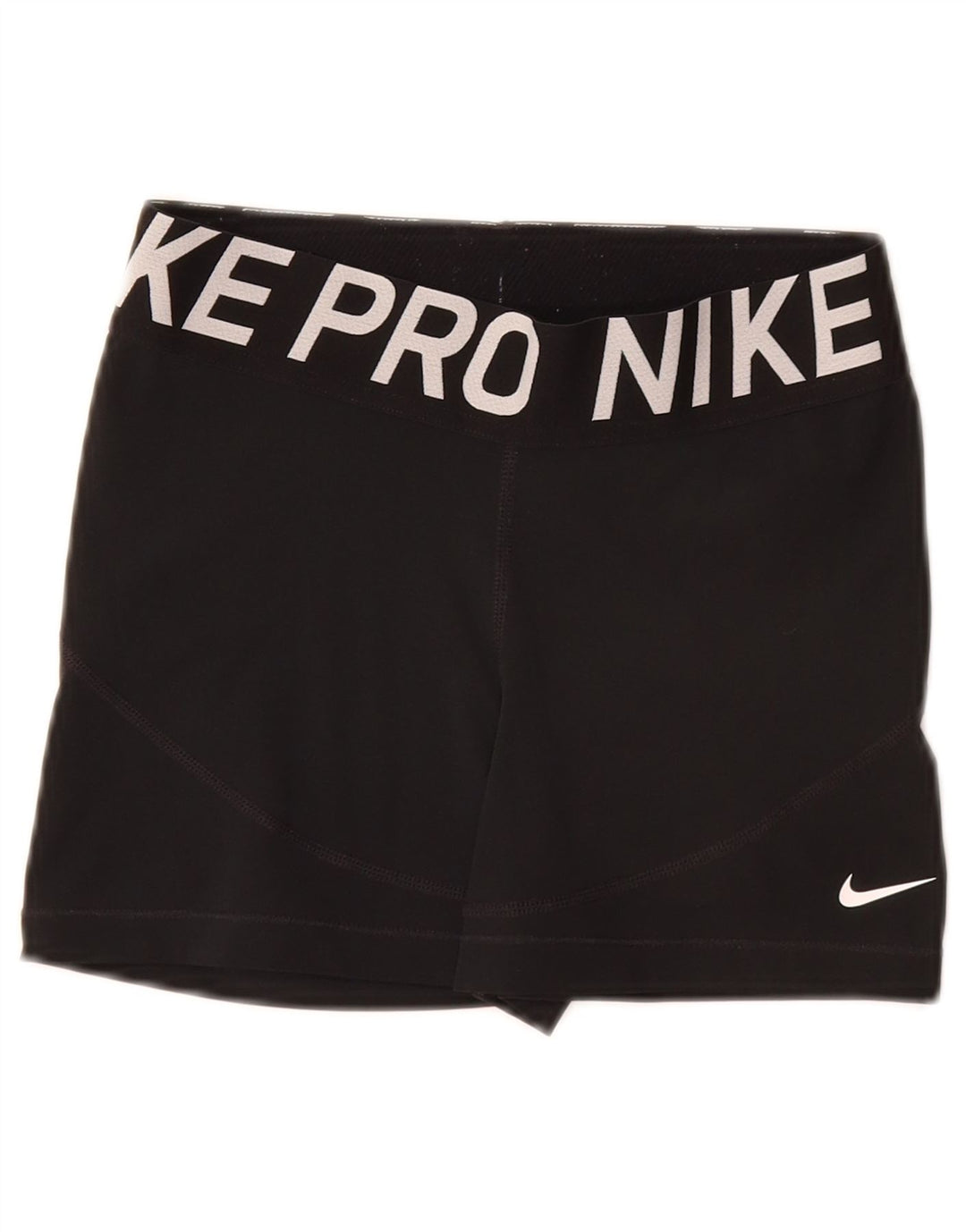 Shorts esportivos gráficos femininos NIKE Dri Fit UK 8 pequenos pretos de poliéster