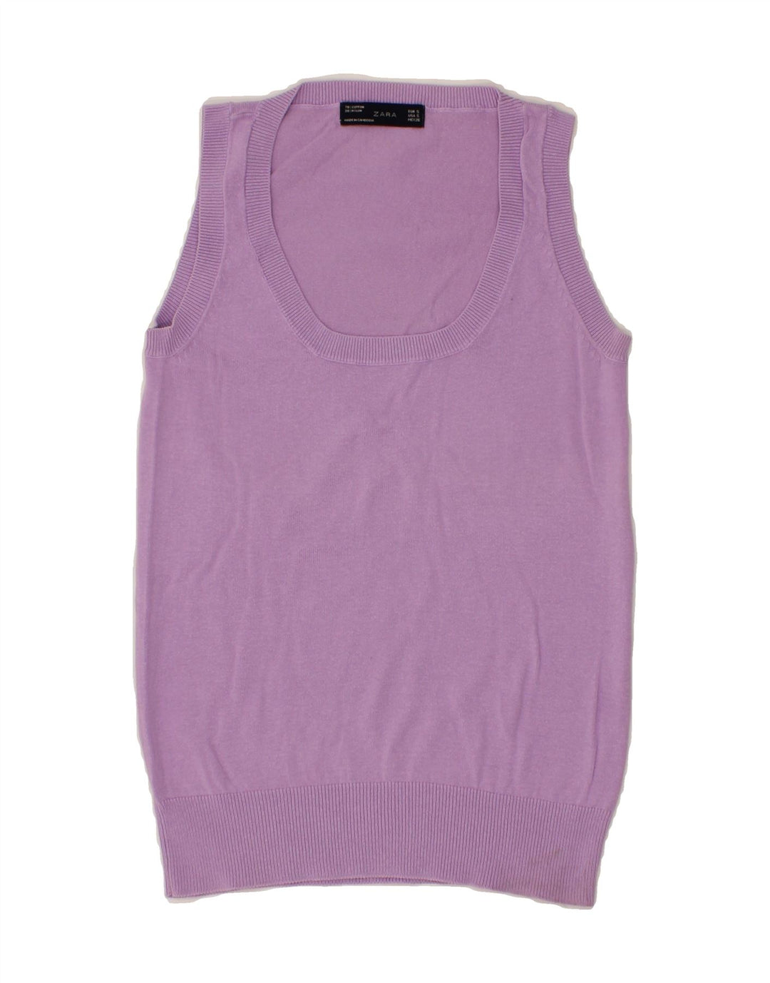 ZARA Womens Vest Tank Top UK 8 Small Purple Cotton Vintage Zara and Second-Hand Zara from Messina Hembry 