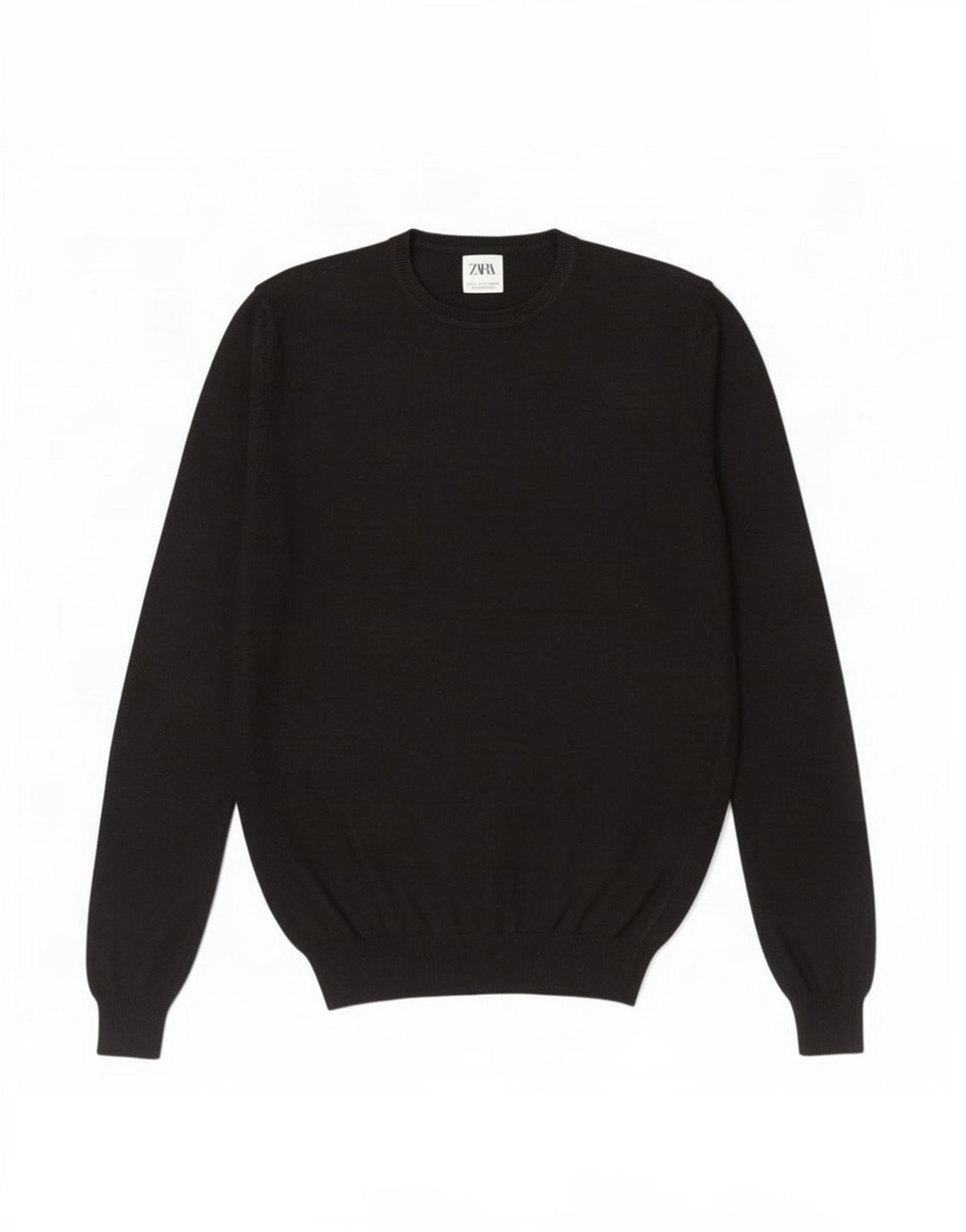 Zara Suéter masculino com gola redonda e viscose preta pequena