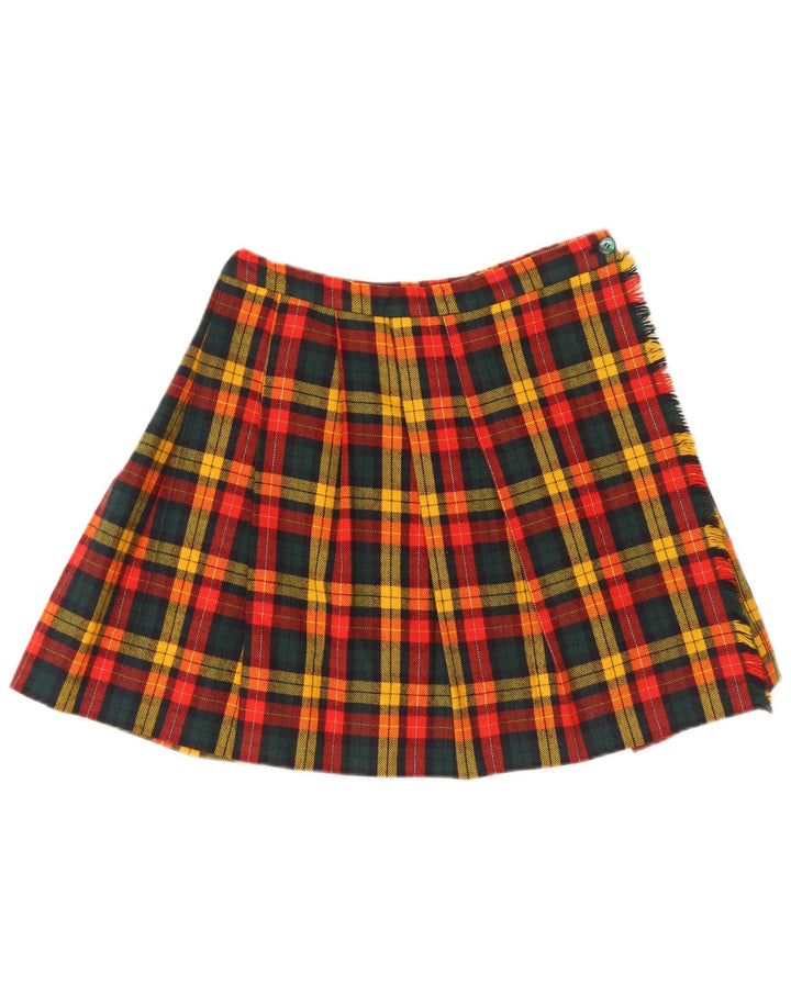 Mini saia feminina vintage W26 pequena xadrez multicolorida