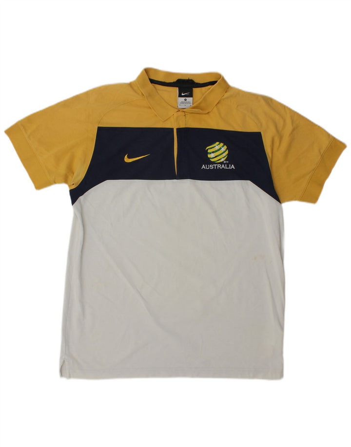 Camisa polo gráfica masculina Nike médio amarelo colorblock algodão