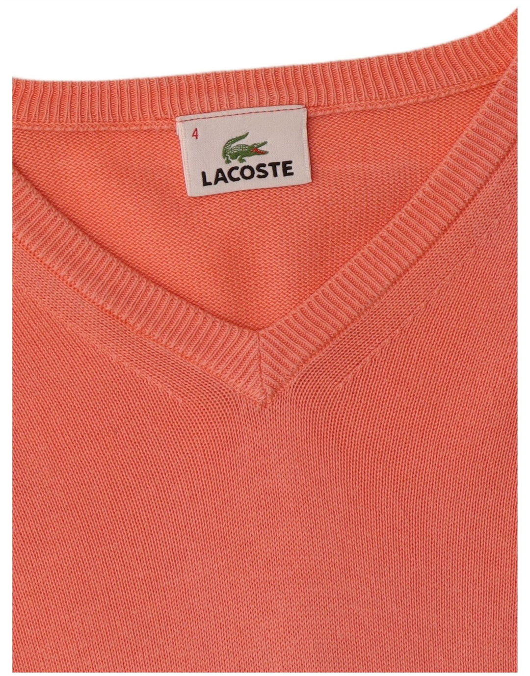 Suéter masculino LACOSTE com decote em V tamanho 4 laranja médio