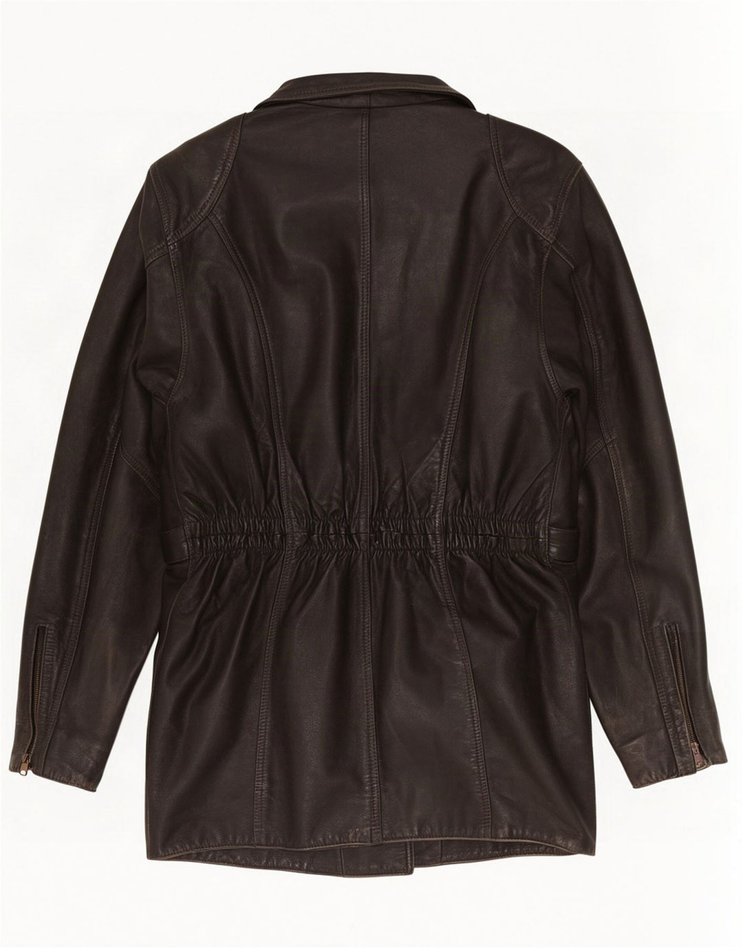 Jaqueta feminina vintage de couro para motociclista UK 10 pequena preta