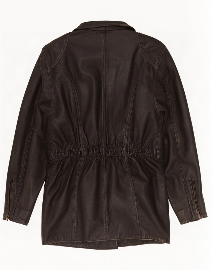 Jaqueta feminina vintage de couro para motociclista UK 10 pequena preta