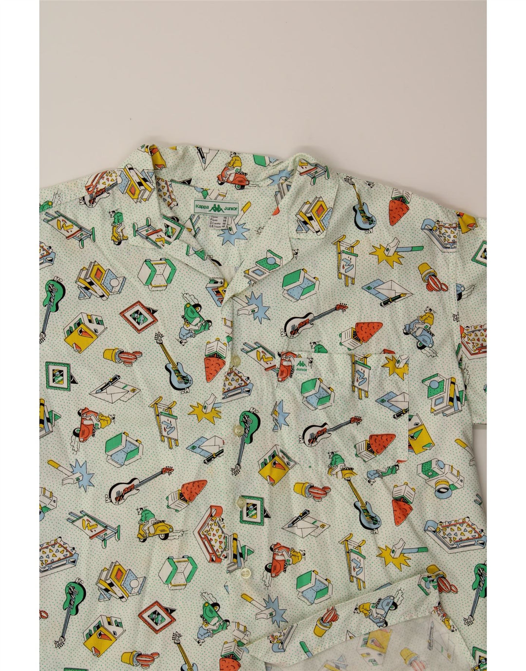 KAPPA Boys Graphic Short Sleeve Shirt 15-16 Years White Cotton Vintage Kappa and Second-Hand Kappa from Messina Hembry 