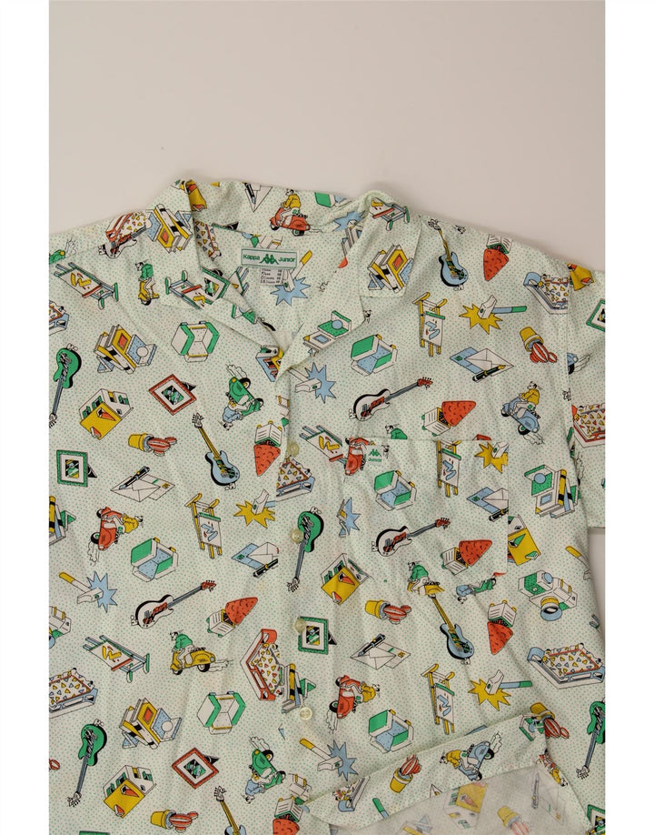 KAPPA Boys Graphic Short Sleeve Shirt 15-16 Years White Cotton Vintage Kappa and Second-Hand Kappa from Messina Hembry 