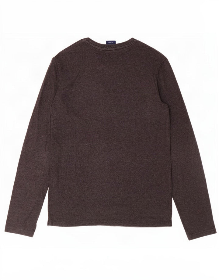 Top gráfico masculino Superdry manga longa algodão cinza médio