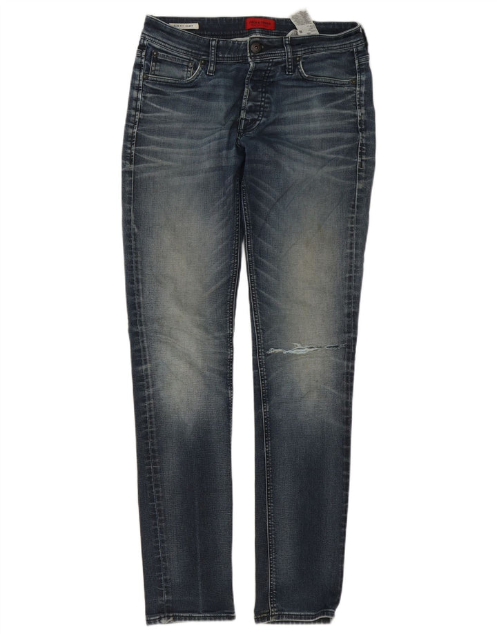 Jack & Jones Mens GLENN Distressed Slim Jeans W30 L32 Azul Algodão