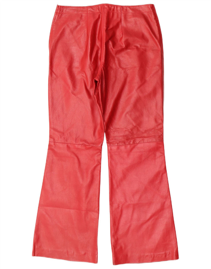 Calça feminina de couro flare Conbipel IT 46 grande W30 L30 couro vermelho