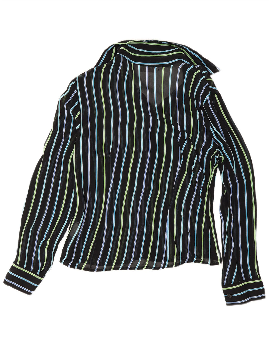Blusa feminina vintage transparente IT 42 listrada preta média