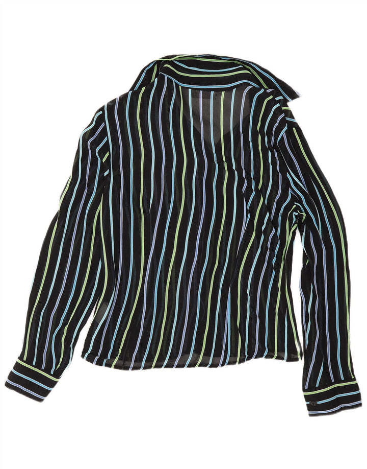 Blusa feminina vintage transparente IT 42 listrada preta média