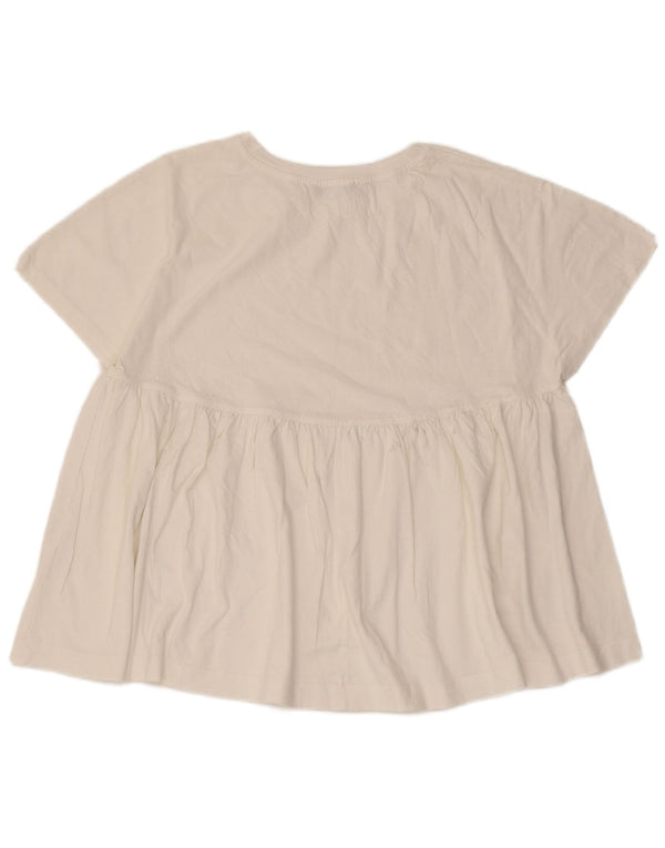Zara blusa feminina oversized top UK 10 pequeno algodão branco