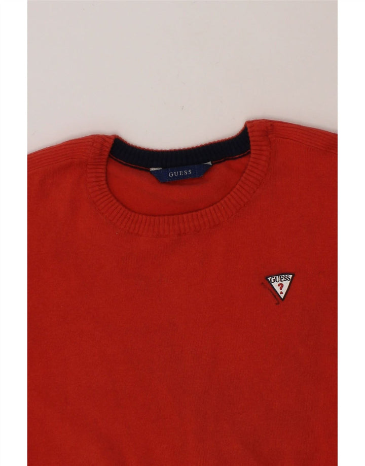 GUESS Boys Crew Neck Jumper Sweater 7-8 Years Red Cotton Classic Vintage Guess and Second-Hand Guess from Messina Hembry 