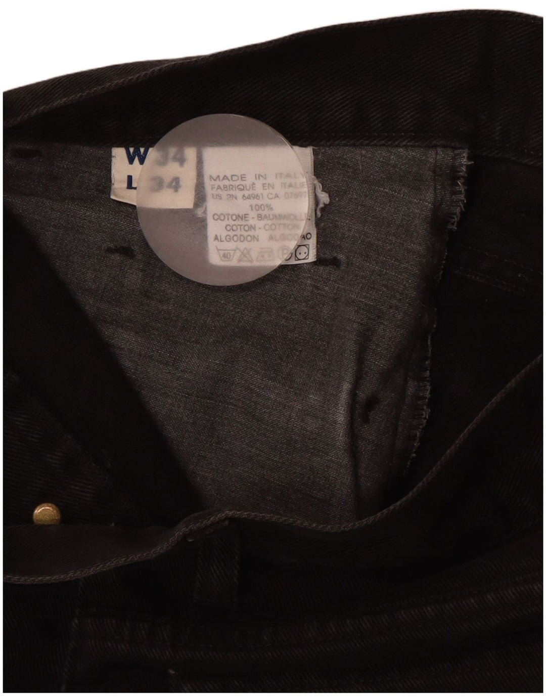 Calça jeans reta masculina BENETTON W34 L29 algodão preto