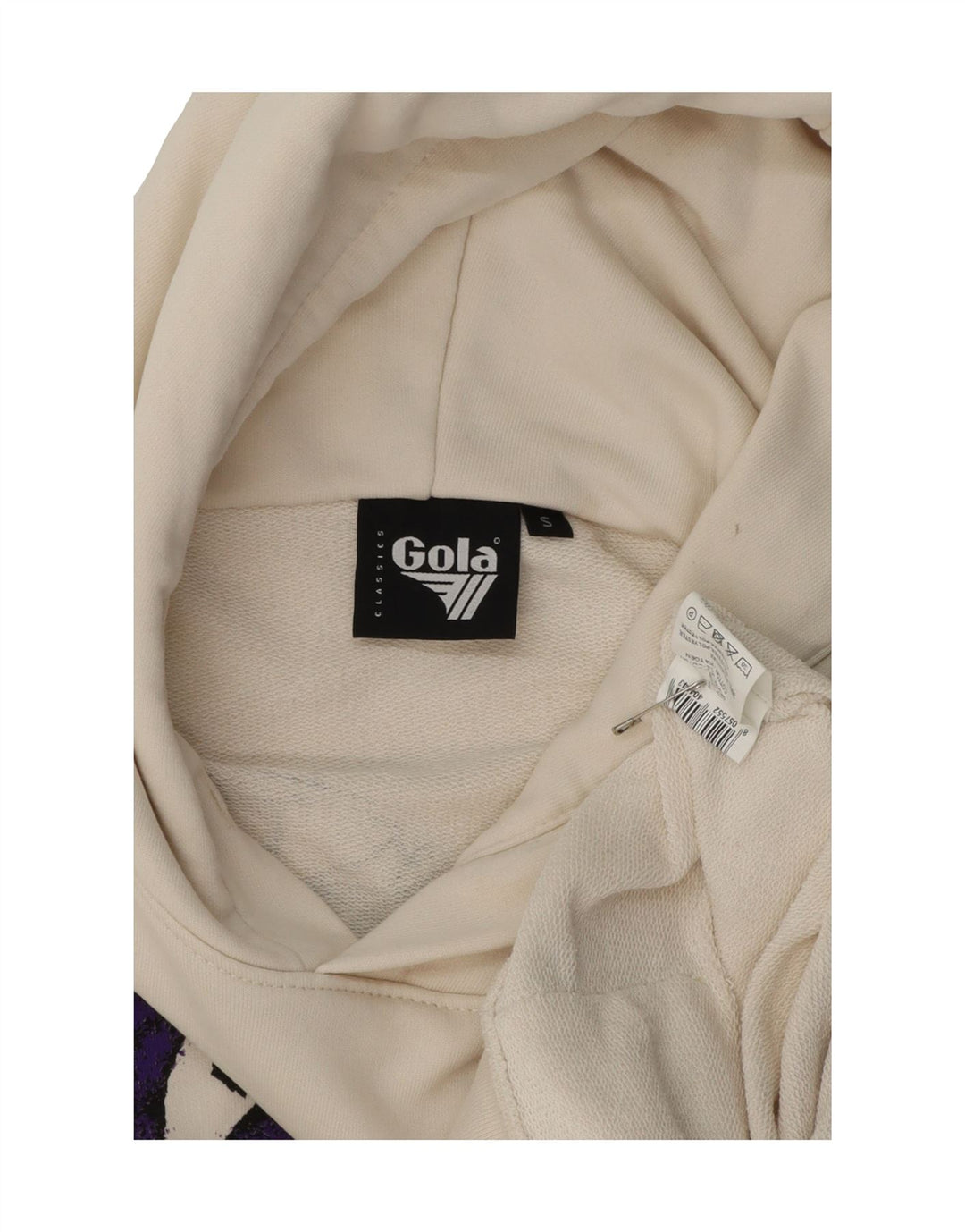 GOLA Mens Classic Fit Graphic Hoodie Jumper Small Beige Cotton Vintage Gola and Second-Hand Gola from Messina Hembry 