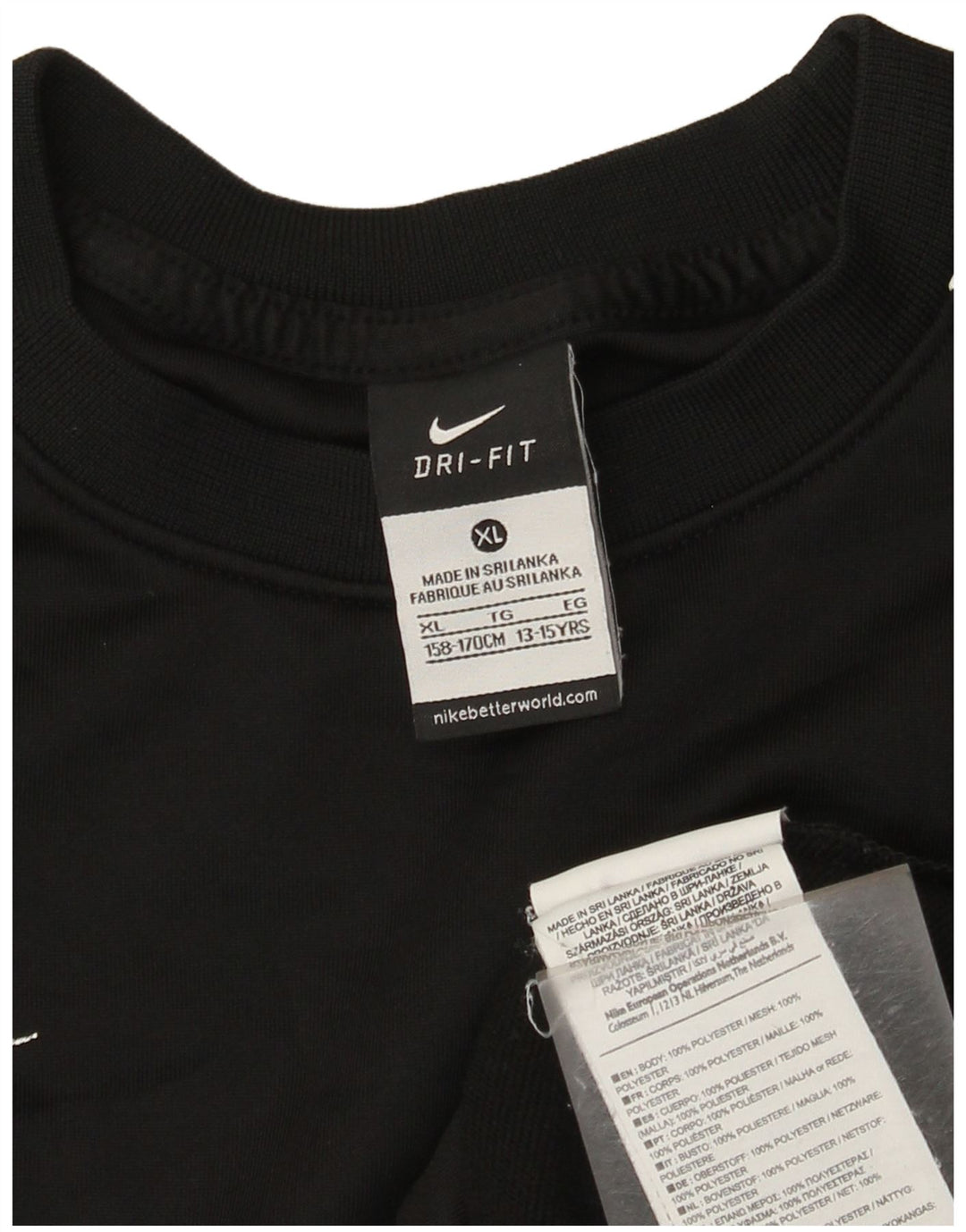 Top gráfico Nike Boys Dri Fit manga comprida 13-14 anos XL preto poliéster