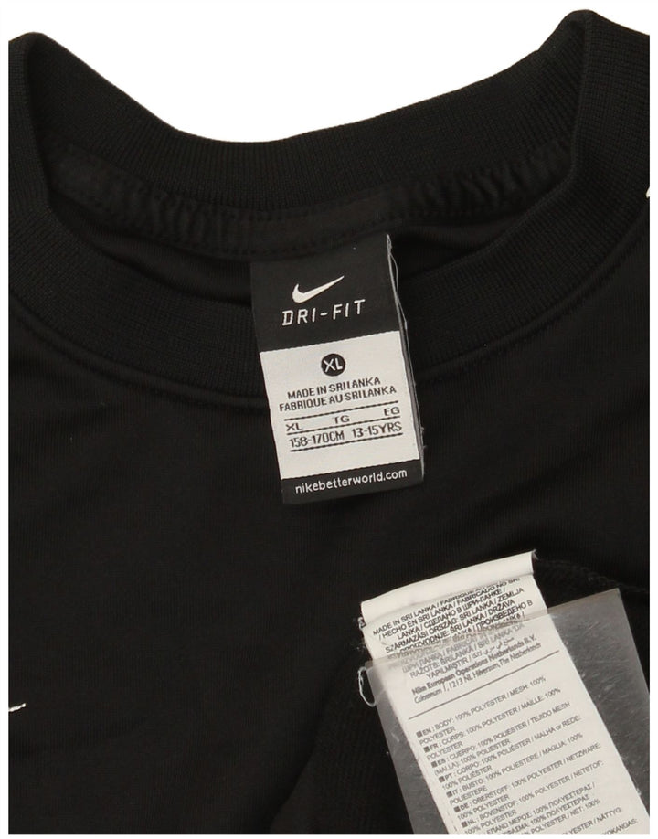 Top gráfico Nike Boys Dri Fit manga comprida 13-14 anos XL preto poliéster