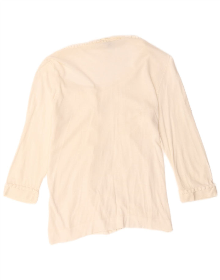 Suéter cardigã feminino Massimo Dutti manga 3/4 Reino Unido 14 grande branco
