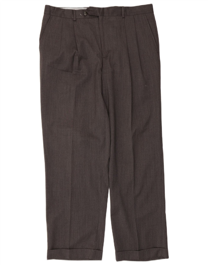 Calça masculina Izod Pegged Suit W36 L30 lã cinza