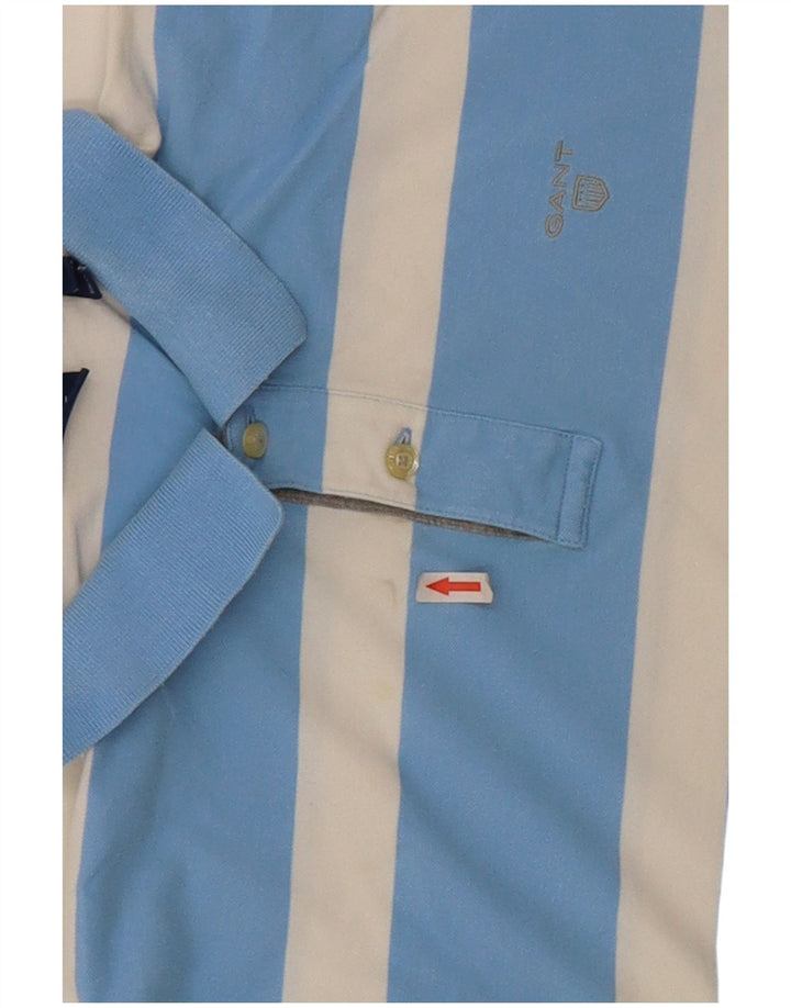 Camisa polo masculina Gant grande algodão listrado azul