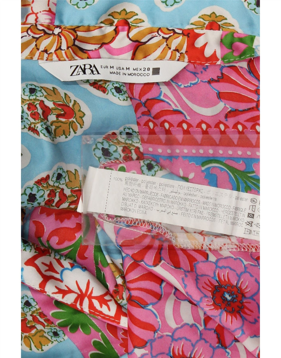 Blusa feminina de manga comprida Zara UK 14 patchwork médio multicolorido