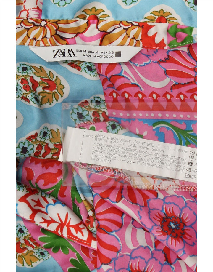 Blusa feminina de manga comprida Zara UK 14 patchwork médio multicolorido
