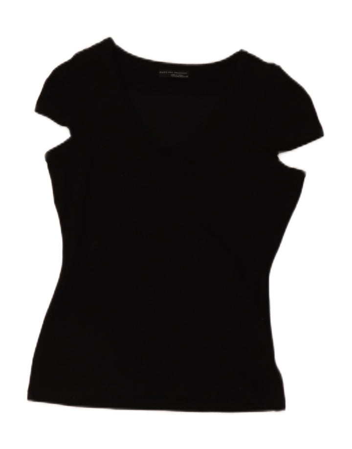 Blusa feminina ZARA UK 12 viscose preta média