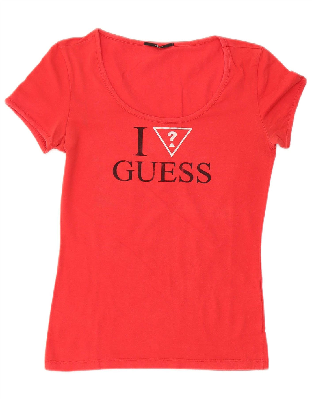 Camiseta feminina gráfica GUESS UK 12 algodão vermelho médio
