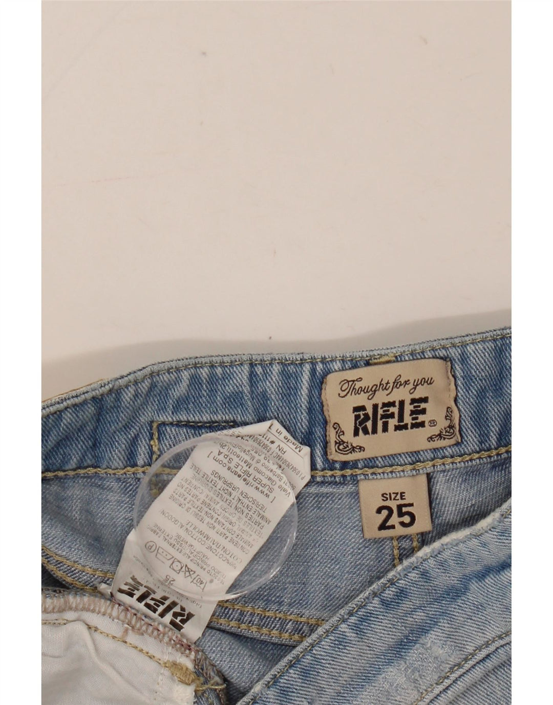 Shorts jeans feminino Rifle desgastado W25 XS algodão azul