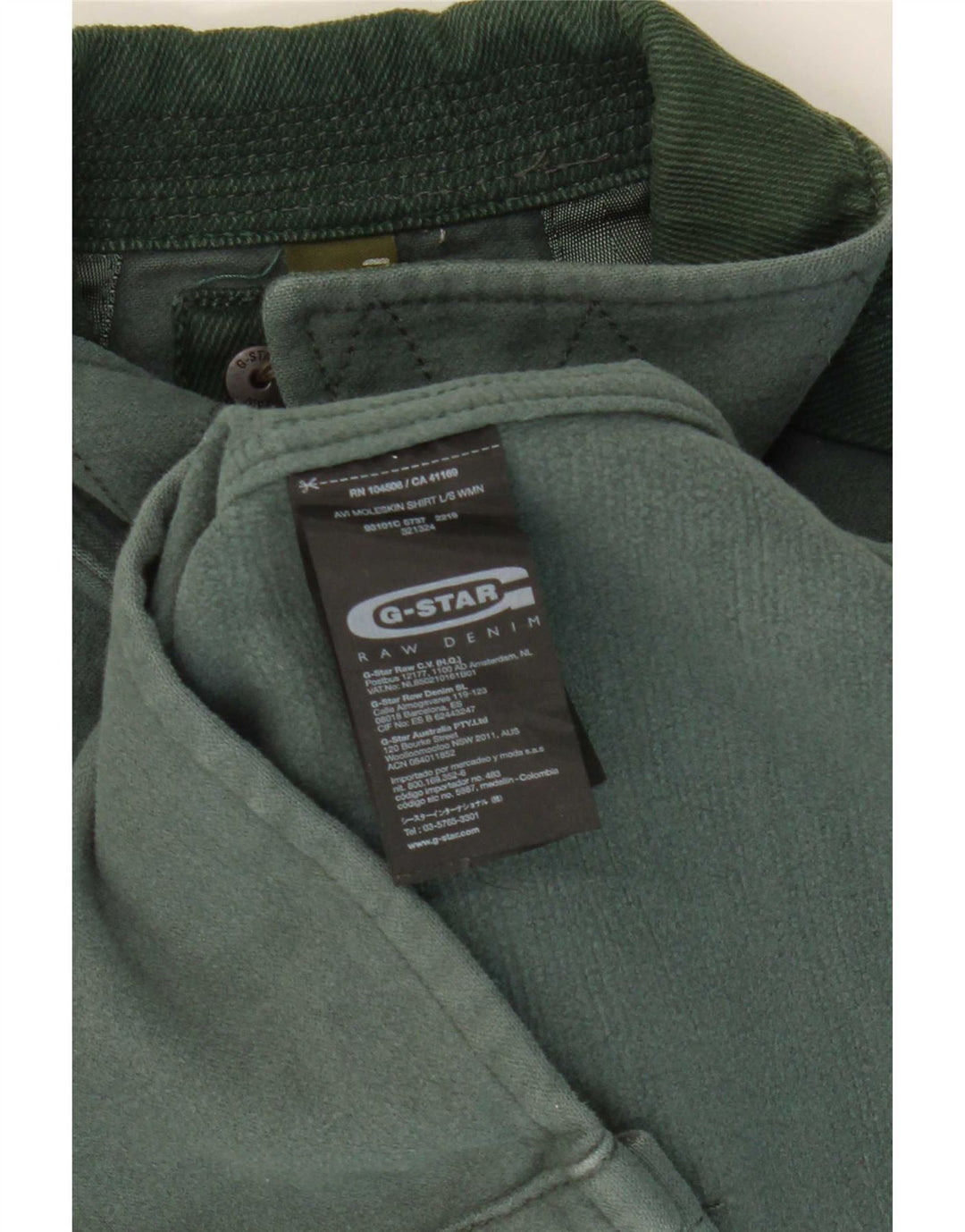 Camisa jeans masculina G-Star pequena de algodão verde